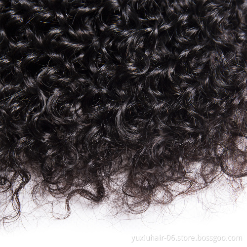 Brazilian Curly Hair Bundles with Closure Brazilian Virgin Hair 3Bundles with Middle Part Baby Hair Closure Natural Black